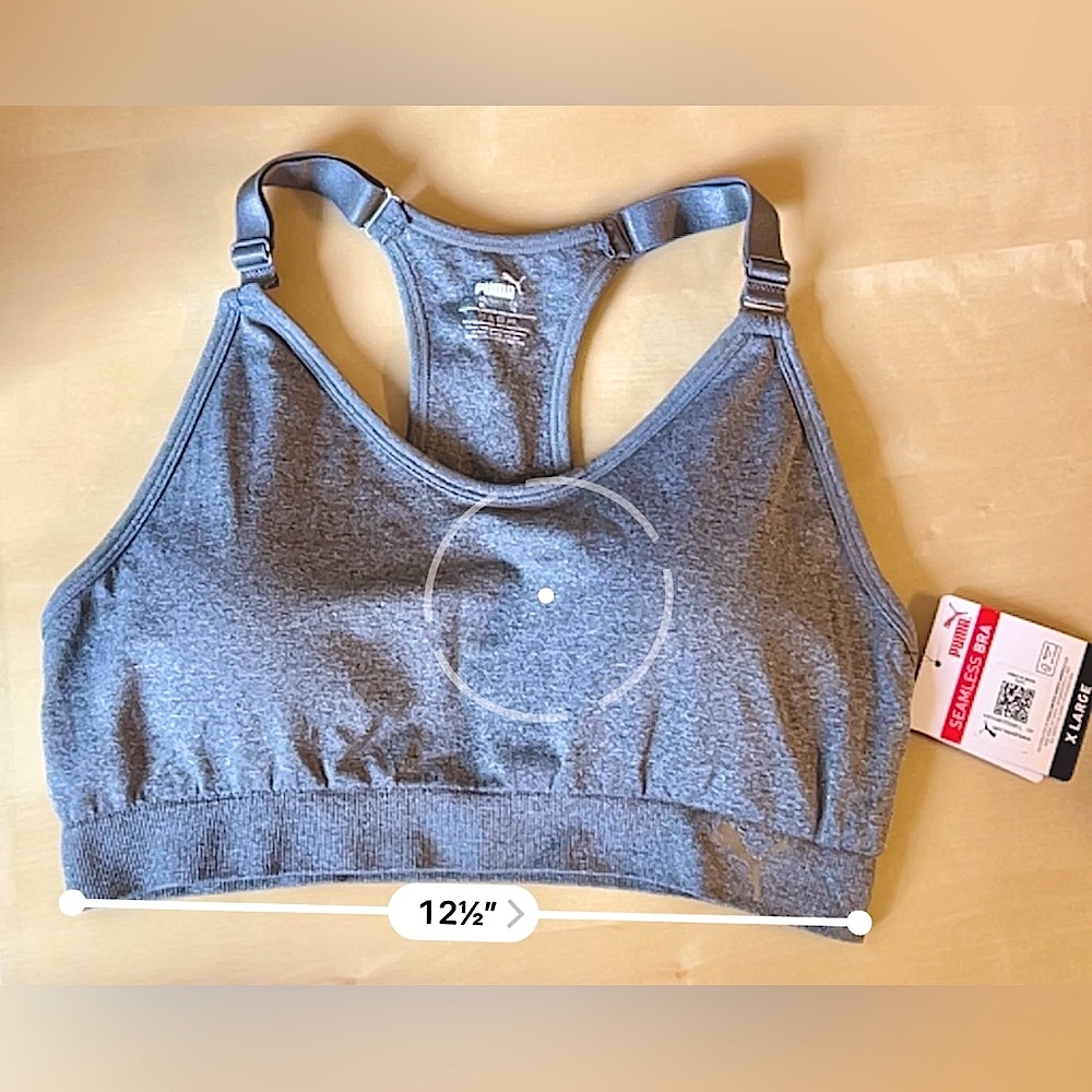 NWT Puma Seamless Racerback Bra size XL gray removable pads